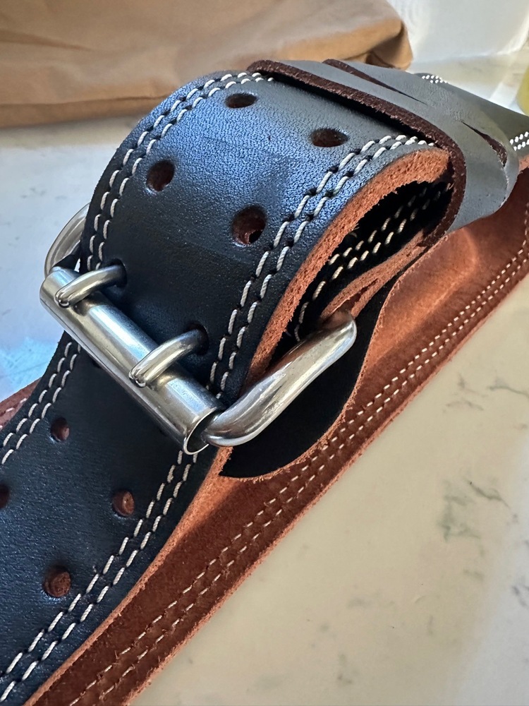 NWT Rolfs Belt Mens Size Large Black Weightlifting Leather Double Prong